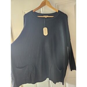 Tea N Rose Black Pocket Sweater Women's S/M Tunic Oversized Soft Knit NWT